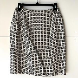 Ann Taylor Skirt Formal Dress Black White 100% Silk Lining Shoer Mini Skirt Sz 2